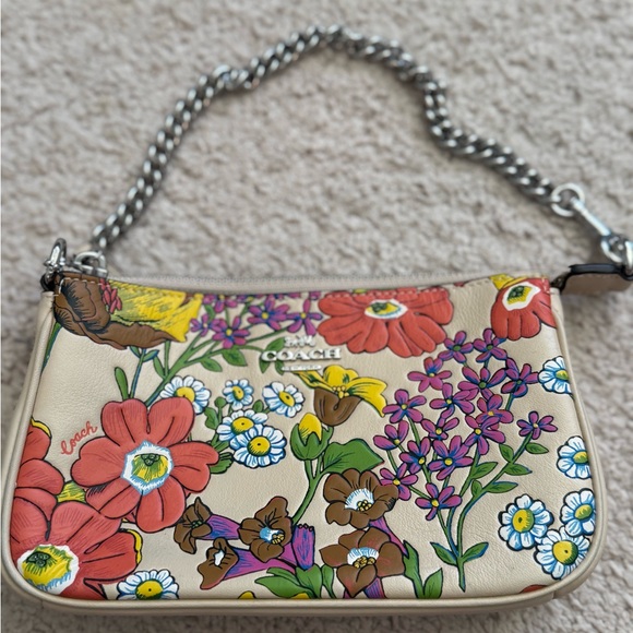 Coach Handbags - Coach Leather Floral Print Women's Shoulder Mini Bag w/ metal long strap